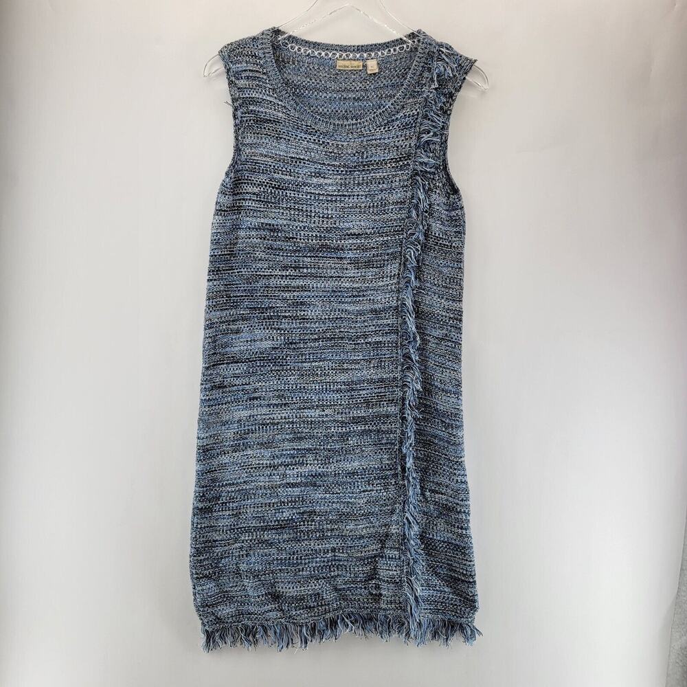 Anthropologie Holding Horses Fringed Knit Dress Blue Midi Sleeveless Bohemian XS